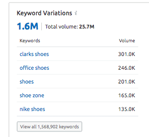 semrush tool - keyword variations