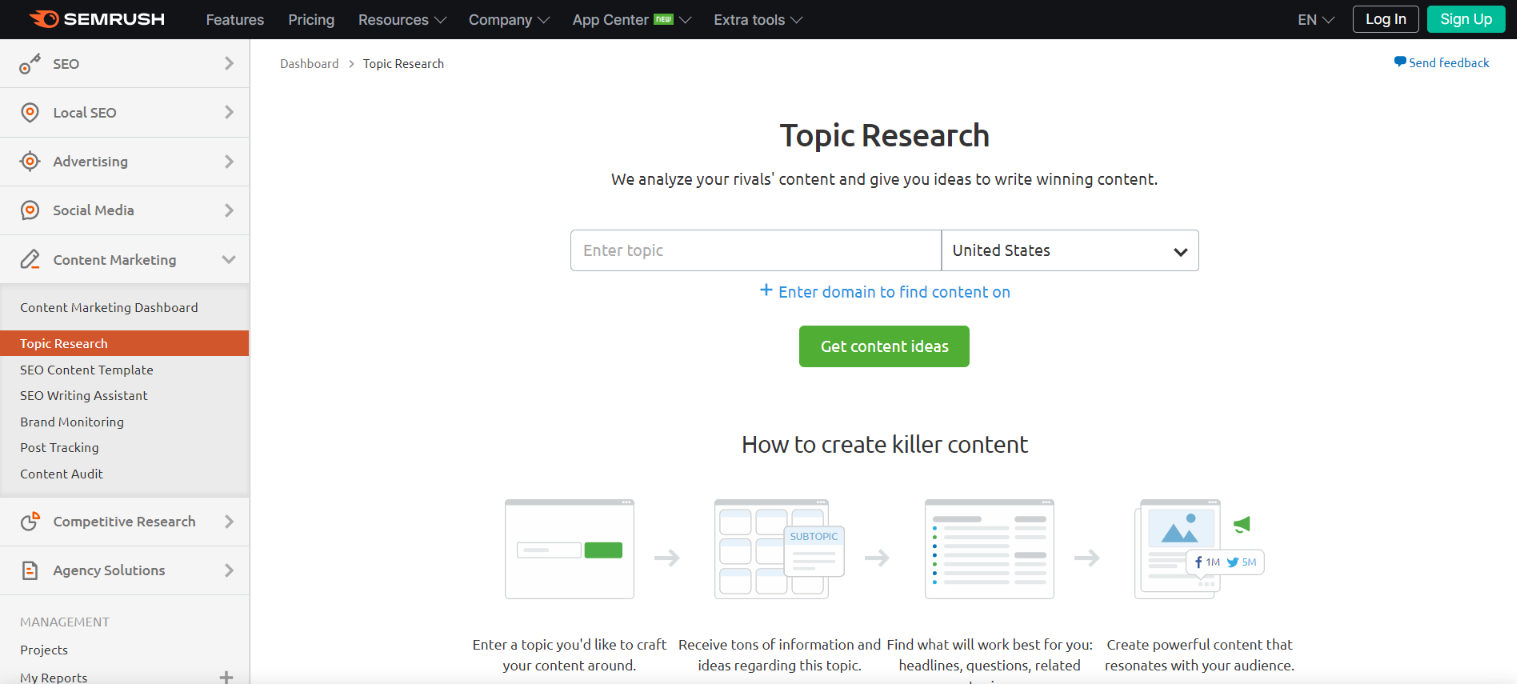 SEMrush makes it easy to create content on any subject