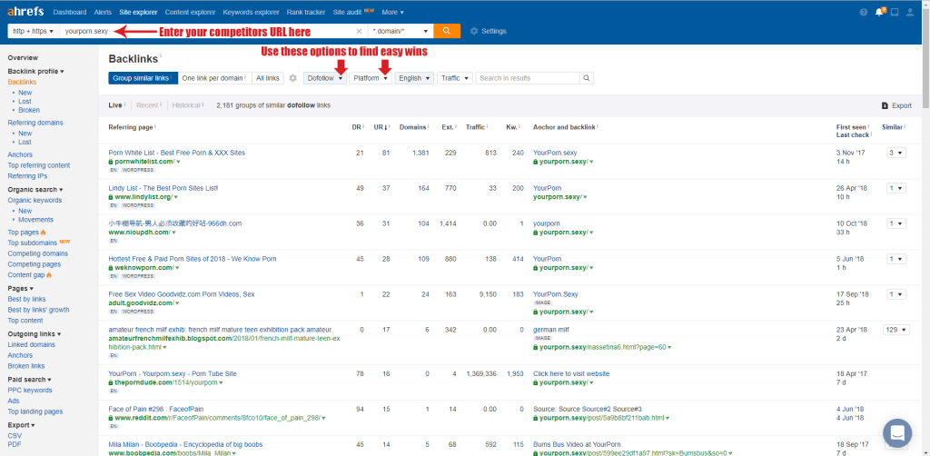 Find Adult SEO Links With Ahrefs